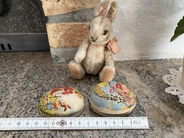 Antikes Steiff Häsli Niki,+ Uralt Karton,- Blecheili