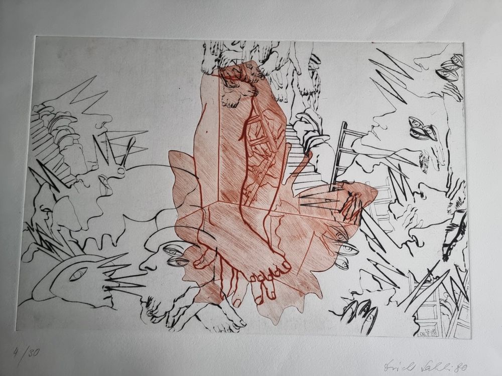 ERICH SAHLI KALTNADELRADIERUNG AQUATINTA SIGNIERT NUMMERIERT 1