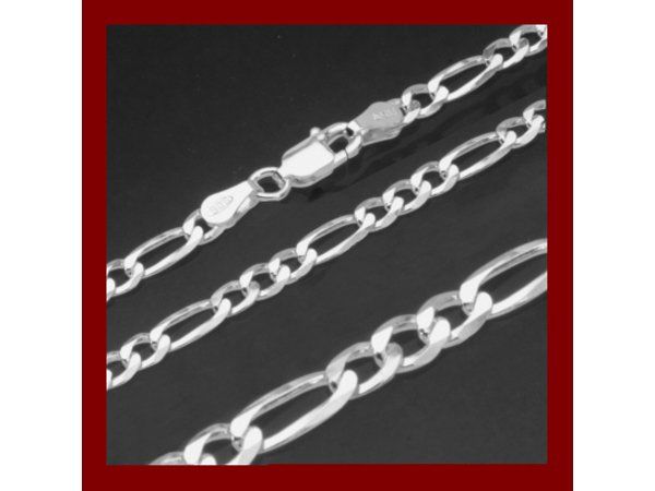 Catenine: 45cm massives Figaro-Collier 4mm Silber 925 – Nuovo e nell'imballaggio originale da Illnau venduto da Demoniac
