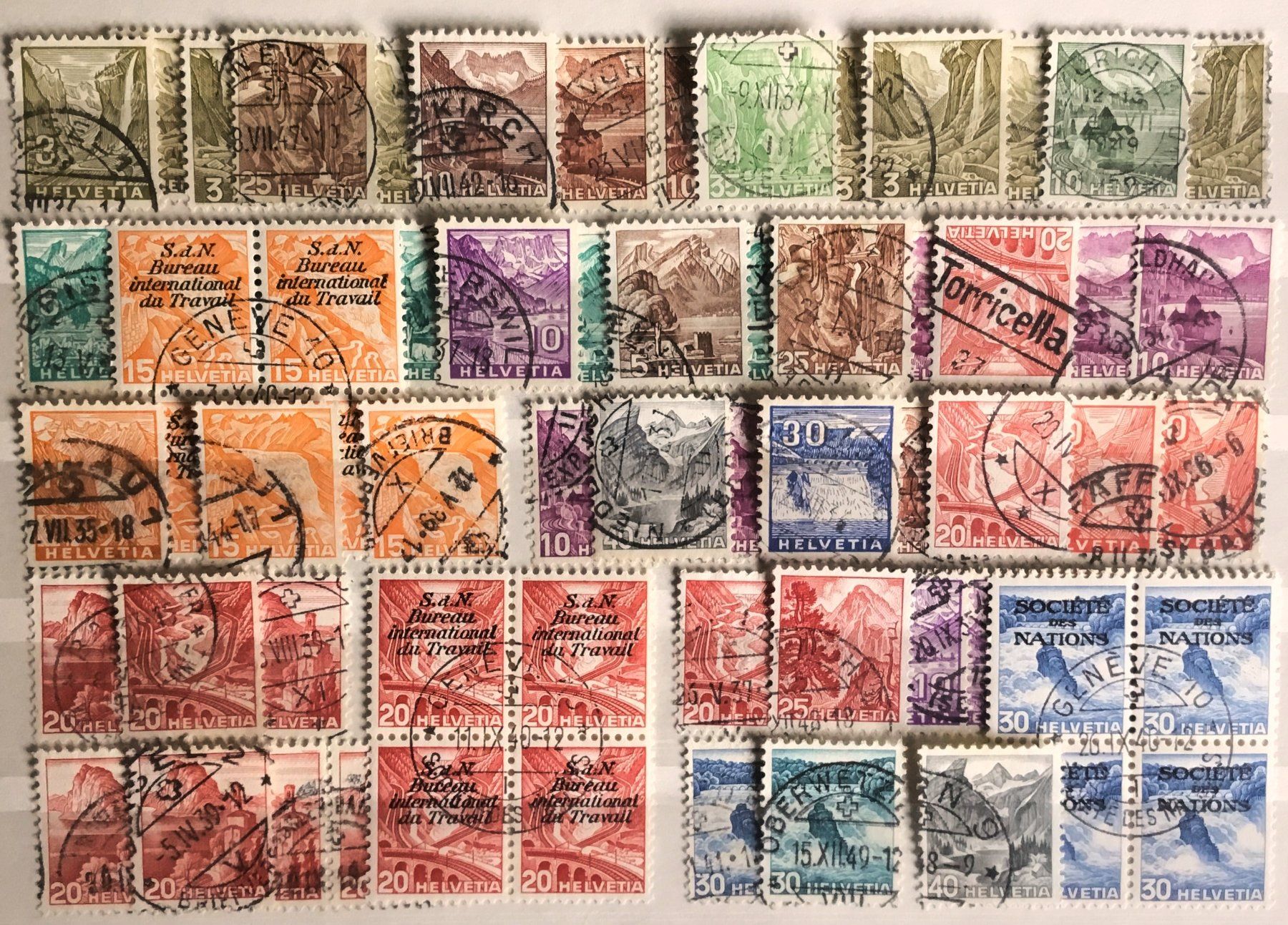 Alle Briefmarken: Sammlung Dauermarken, ab Strubel, bis ca. 1960, gestempelt – Gebraucht aus Belp von Dschopp 3