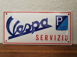 Emailschild Vespa Servizio Italy Logo Emaille Schild Reklame