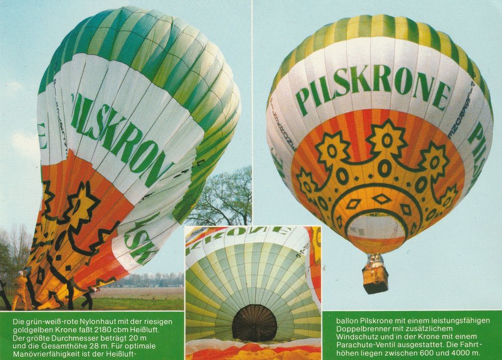 Cartes postales: 2 Ansichtskarten mit Heissluftballons (Pilskrone/Westfalen) – Neuf (Voir description) à Sempach Station par Semion 1