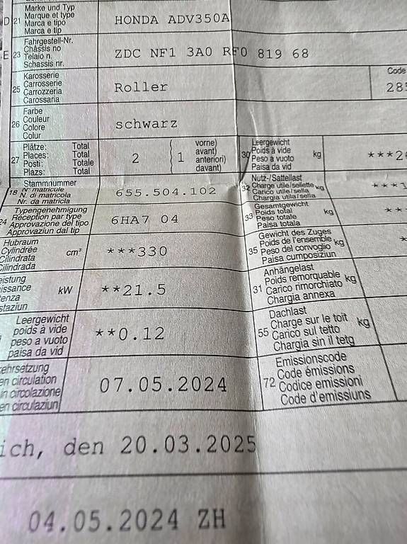 Scooter: Honda ADF 350 A – Usato da Hausen am Albis venduto da RogerHoechli
