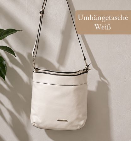 Umhängetasche Weiss Lederimitat Schultertasche