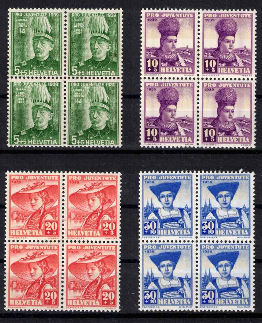 Alle Briefmarken: Pro Juventute 1939 im 4er-Block, postfrisch ** – Neu (gemäss Beschreibung) aus Nuglar von Stamp88