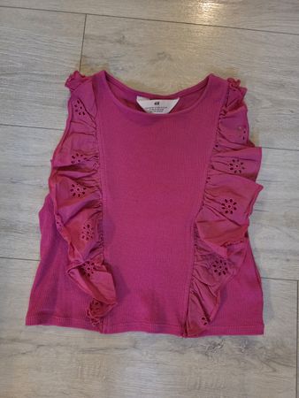 H&M Top pink Grösse 146/152 Rüschen Baumwolle
