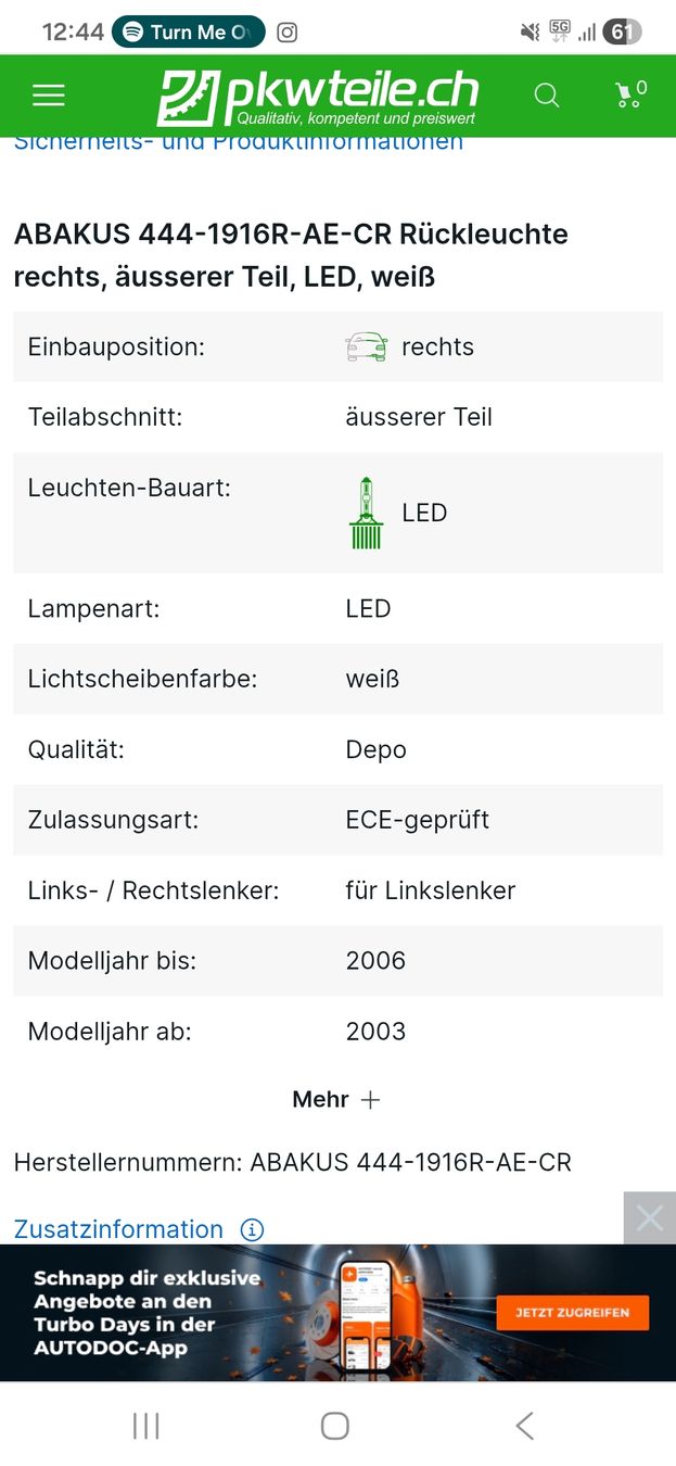 BMW Scheinwerfer: BMW e46 Rückleuchte LED  – Neu und originalverpackt aus Recherswil von E46_Cab 4