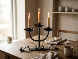 Kerzenständer aus Metall – 3-armig, schwarz, Vintage Stil