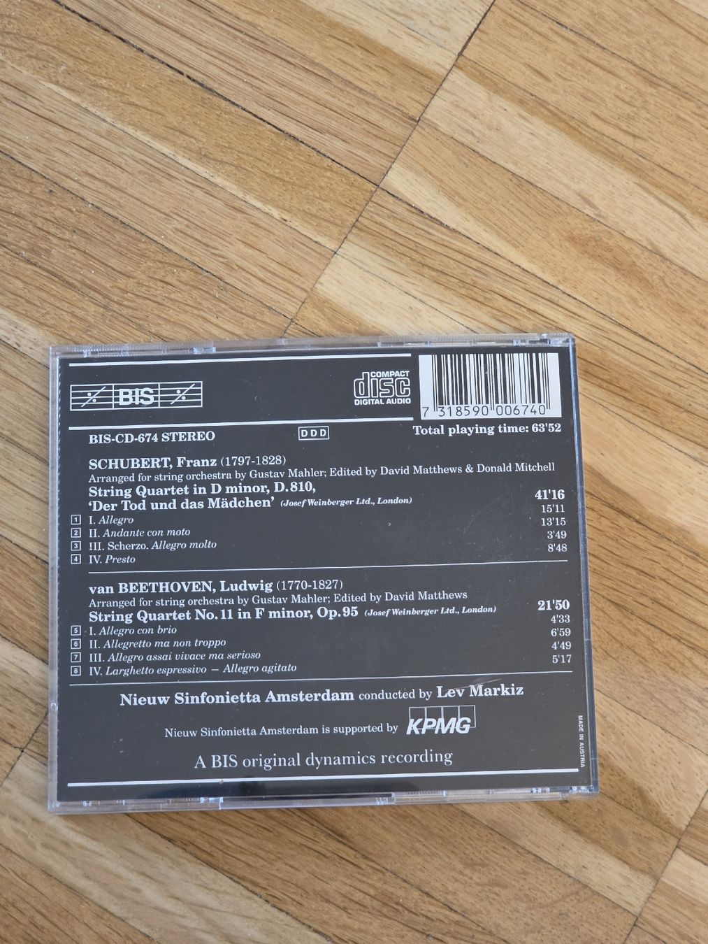 CD: CD: Schubert/Beethoven: Streichquartette – Usato da Aesch BL venduto da immon 1