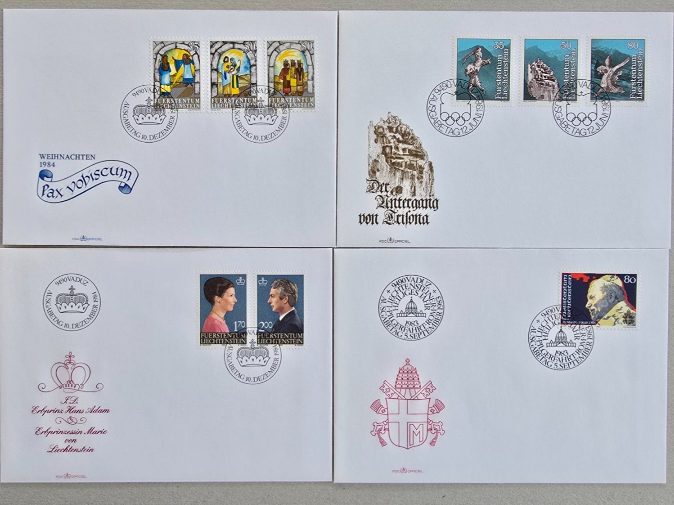 Tutti i francobolli: 27 FDC Liechtenstein, und einige philatelistische Objekte – Usato da Schwyz venduto da Danyclau 1