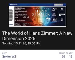 2x The World of Hans Zimmer 15.11.2026 Hallenstadion Zürich