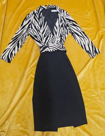 Kleid Rinascimento Zebra-Muster Schwarz Beige Gr XS
