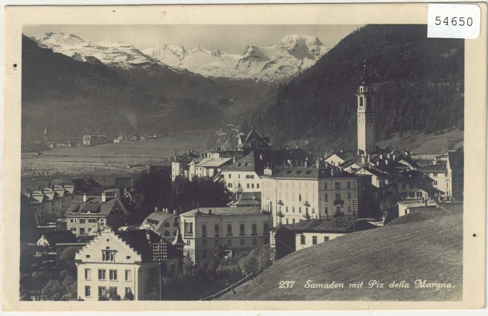 Cartoline postali: Samaden mit Piz della Margna – Usato da Ettingen venduto da Kartenplanet