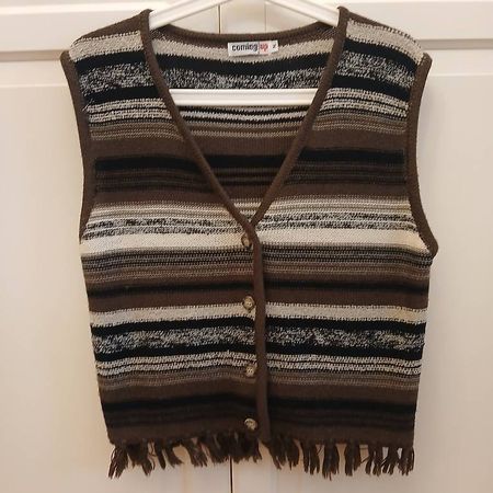 Vintage Coming Up Strickweste  Retro 90er/Y2K  mit Fransen