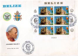 BELIZE SONDERBRIEF JOHANNES PAULUS II BLOCK M. 6 MARKEN BU33