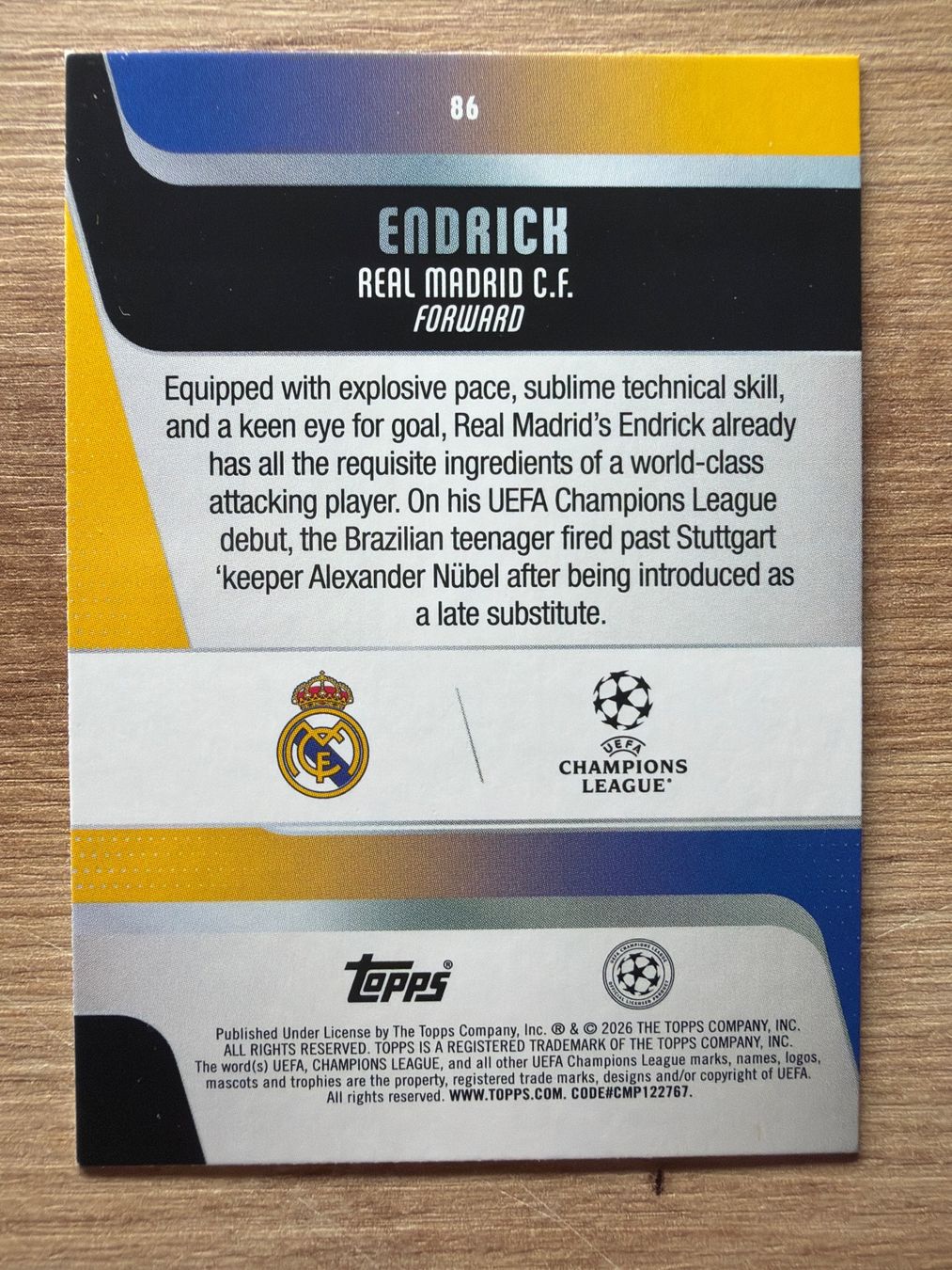 Topps Carte collezionabili: Soccer Endrick Future Stars CARNAVAL Topps 2026 – Usato da Netstal venduto da Clutch79Cardz 1