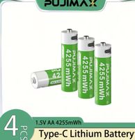 Pujimax 4 mal AA Batterien 4255mAh laden nur mit USB Typ-c