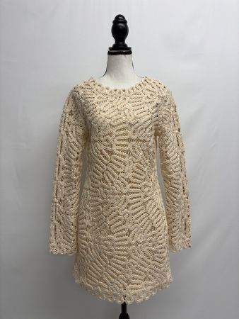 H&M Gehäkeltes Kleid beige Gr. S Bohokleid Häkellook langarm