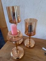 Drei Kerzenhalter goldfarben Glas gebraucht gut