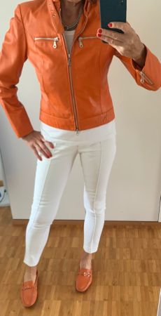 Damen-Biker Jacke aus Leder Gr 36