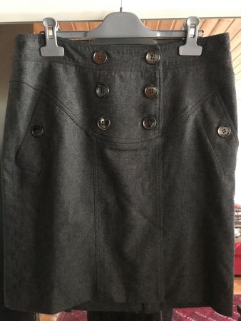 Jupe BURBERRY, t.36, anthracite, laine, angora, cachemire