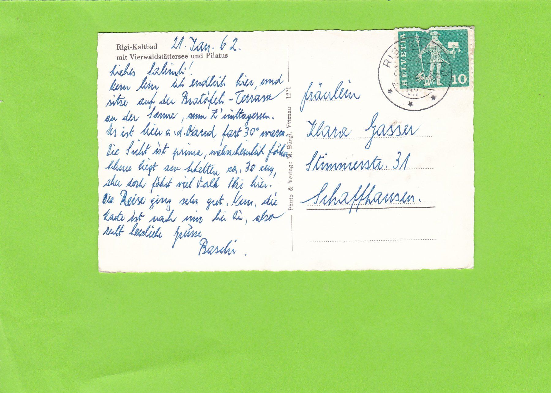 Cartoline postali: Rigi-Kaltbad, Winter – Usato da St. Peterzell venduto da neckertal 1