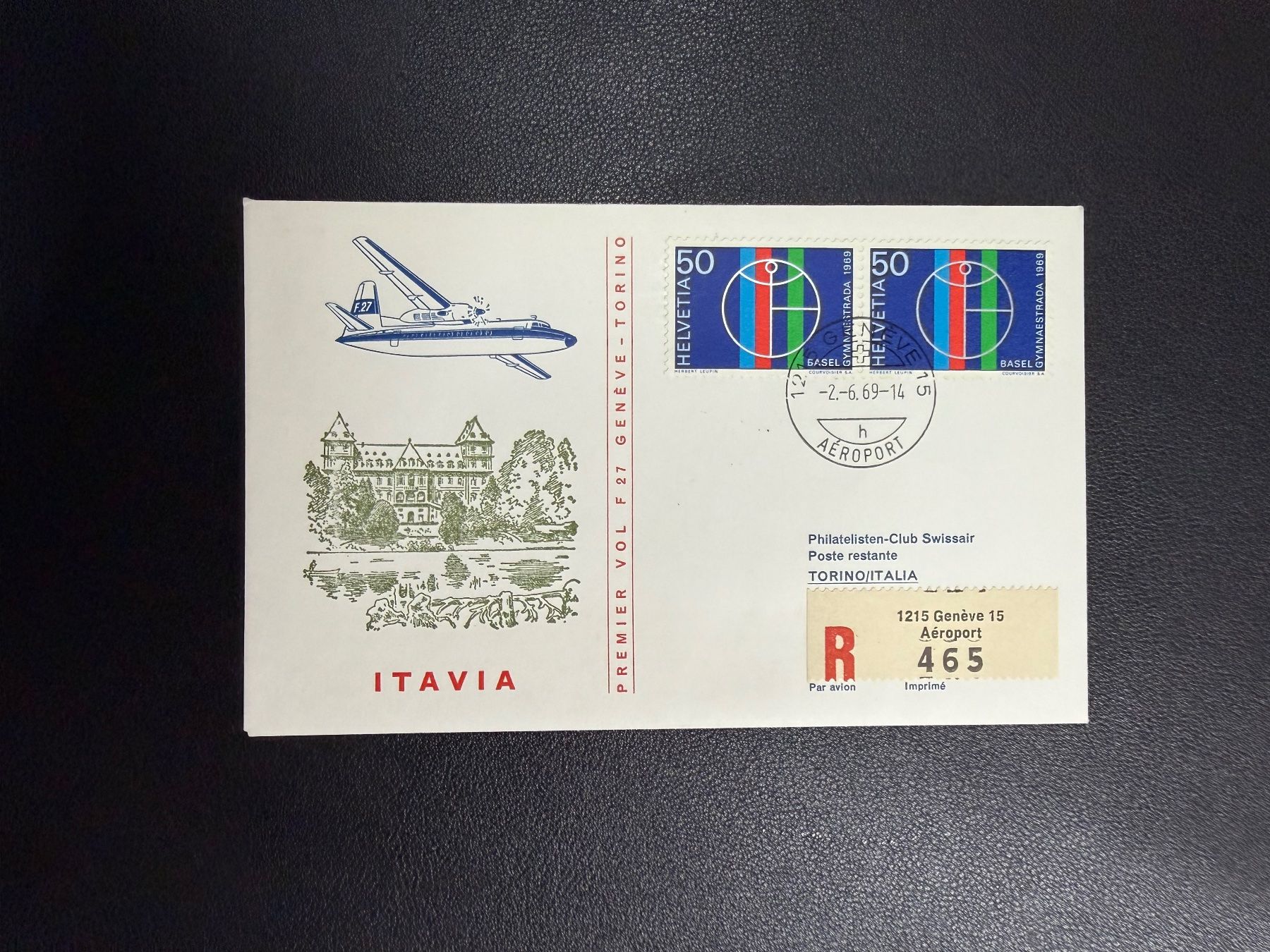Tutti i francobolli: Itavia Erstflugbrief Genf - Turin 1969 – Usato da oberrüti venduto da jeanmei