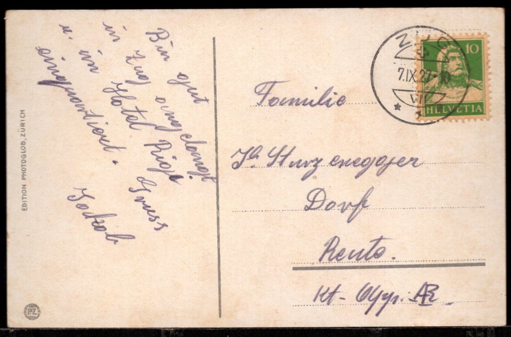 Cartoline postali: Gotthardbahn  nörd. Seite    Stp.  ZUG, 7.IX.27 – Usato da Aarau venduto da kufi44 1