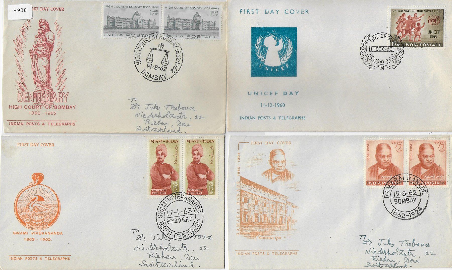 Tutti i francobolli: 4 FDC Indien – Nuovo e nell'imballaggio originale da Ettingen venduto da Kartenplanet
