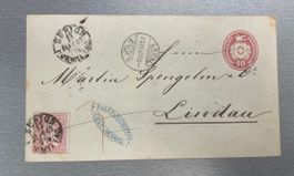 1867 Tüblibrief 10 Rp nach Lindau mit Stab Stpl. Lindau u.a.