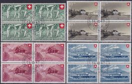 1947, B34-B37, Viererblöcke ERSTTAG von BERN Postmuseum