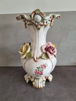 Blumenvase V. Bassano Italy mit Rosen, 60er , H 27cm