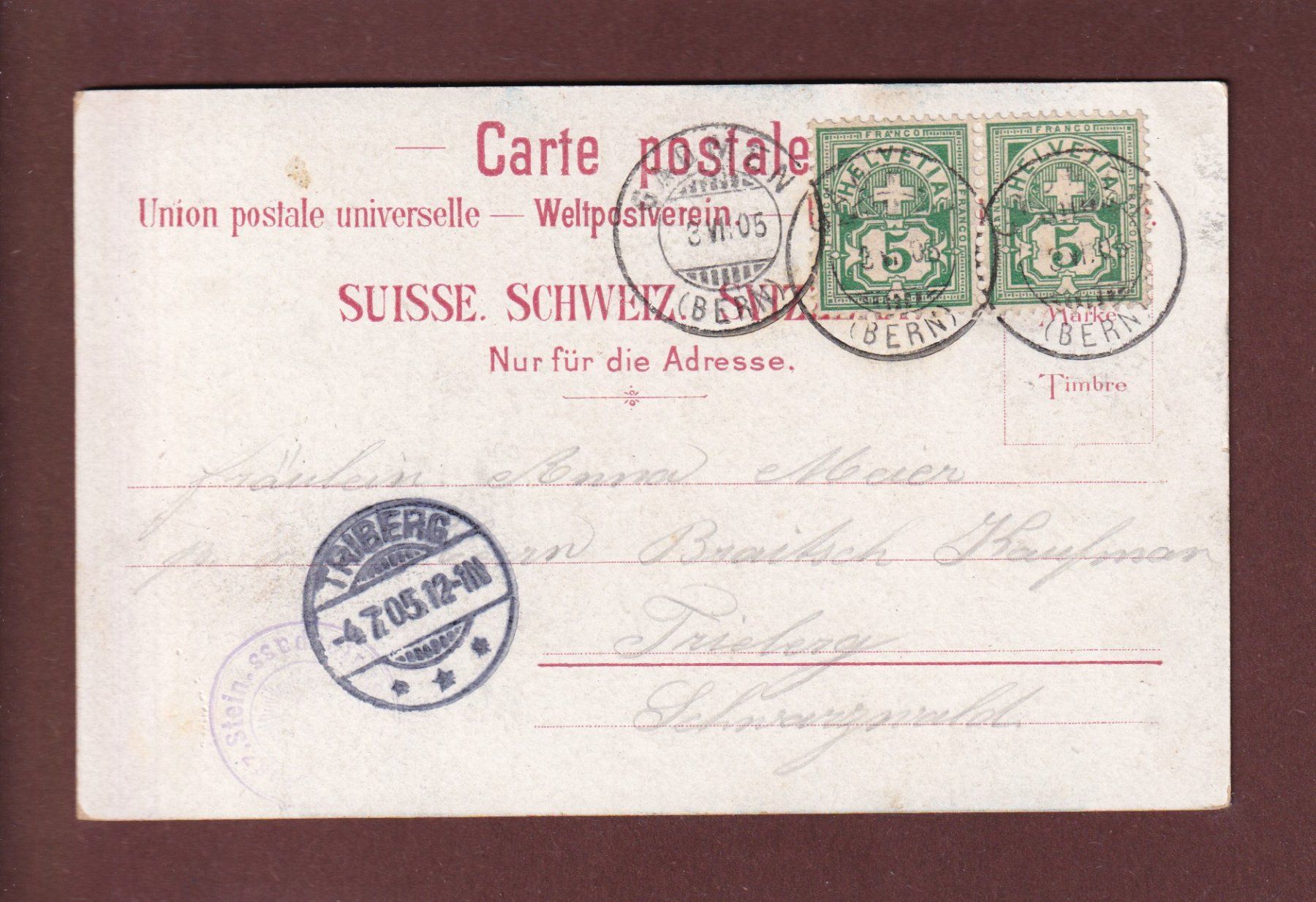 Cartoline postali: Sustenstrasse - HOPFLAUIBRÜCKE - 1905 – Usato da Pully venduto da nicecards 1