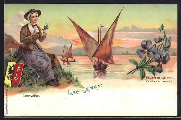 Cartoline postali: Litho Schweiz, Genevoise, Lac Léman, Pe – Usato da Berlin venduto da bartko-reher