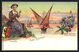 Litho Schweiz, Genevoise, Lac Léman, Pe