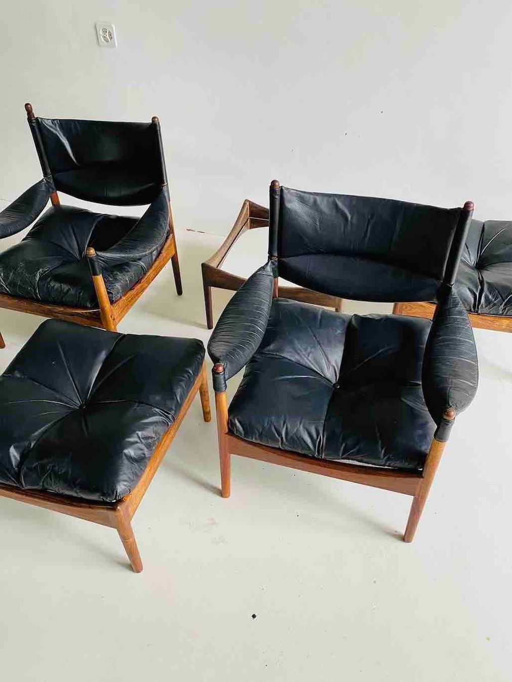 Poltrone: Designer Sessel + Hocker Set, Leder Palisander – Usato da Steffisburg venduto da Wertstoff.art 2