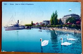 Vevey - Bateau vapeur au débarcadère 1930