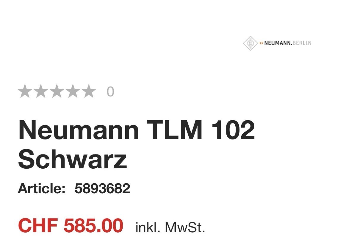 Neumann Microphones: Neumann TLM 102 Mikrofon Schwarz  – D'occasion à Zuchwil par Trimidiad 2