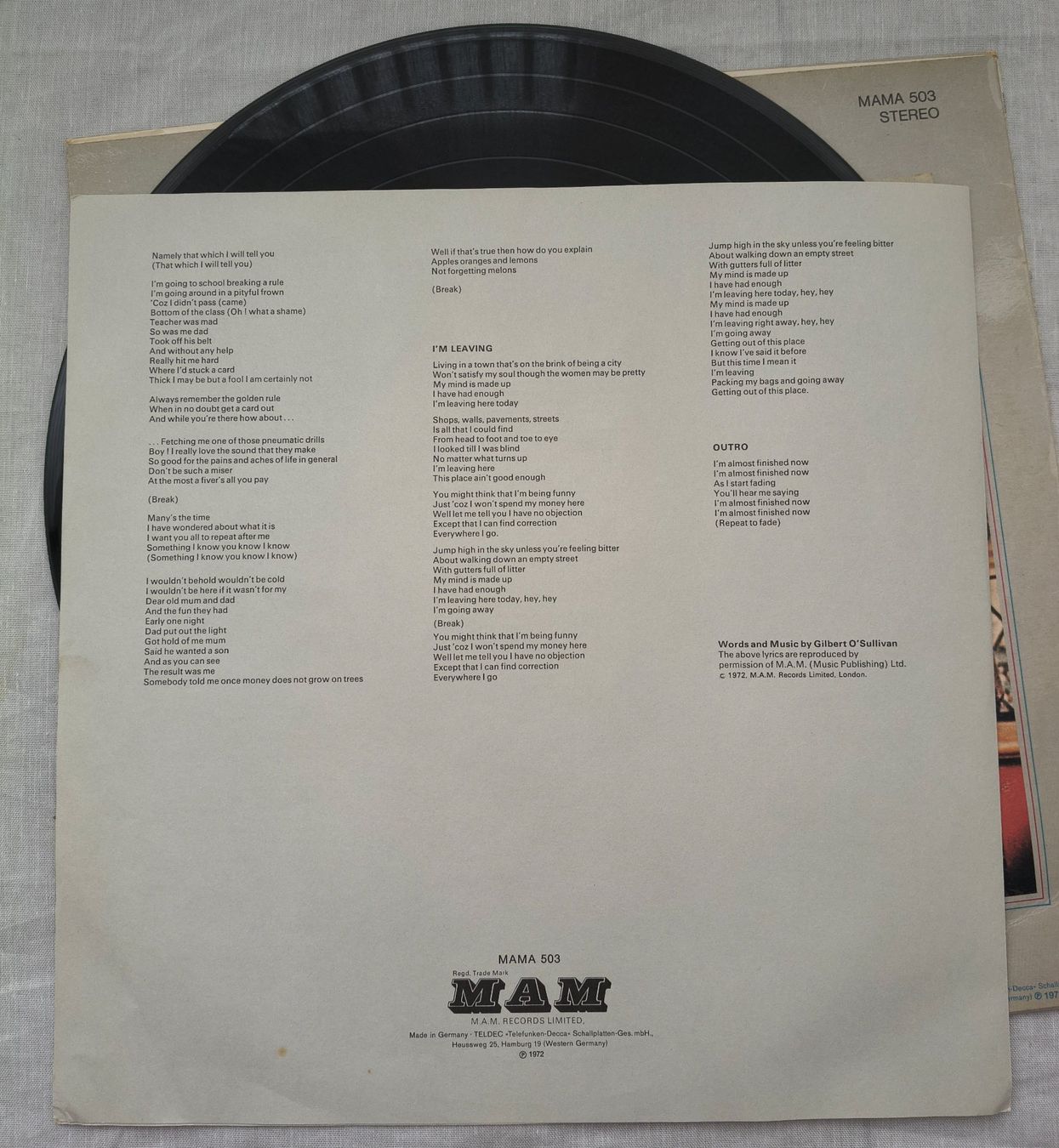 Dischi in vinile: LP "Gilbert o'Sullivan" - BACK TO FRONT – Usato da Binningen venduto da mar_2jlr 9