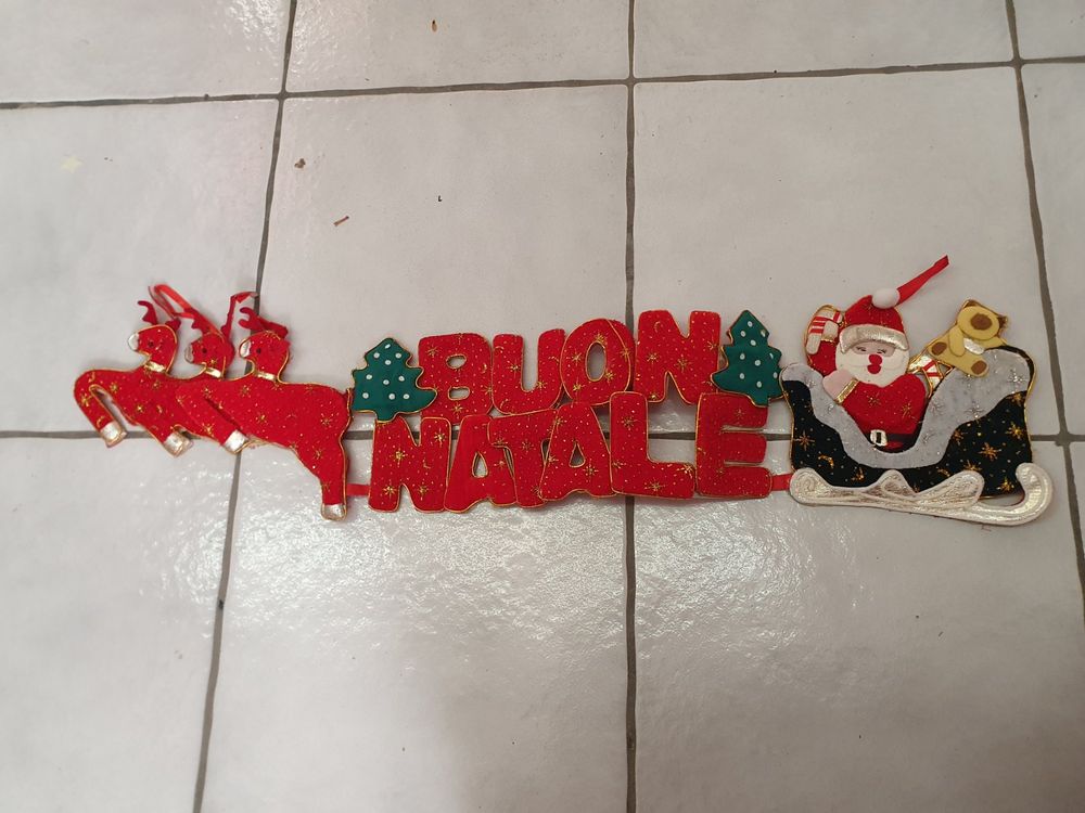 Decorazione natalizia da appendere in vetro rosso e blu Super Santa