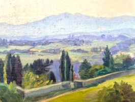 Antikes Ölgemälde „Blick gegen Jura“ (1929) von F. Kuhn