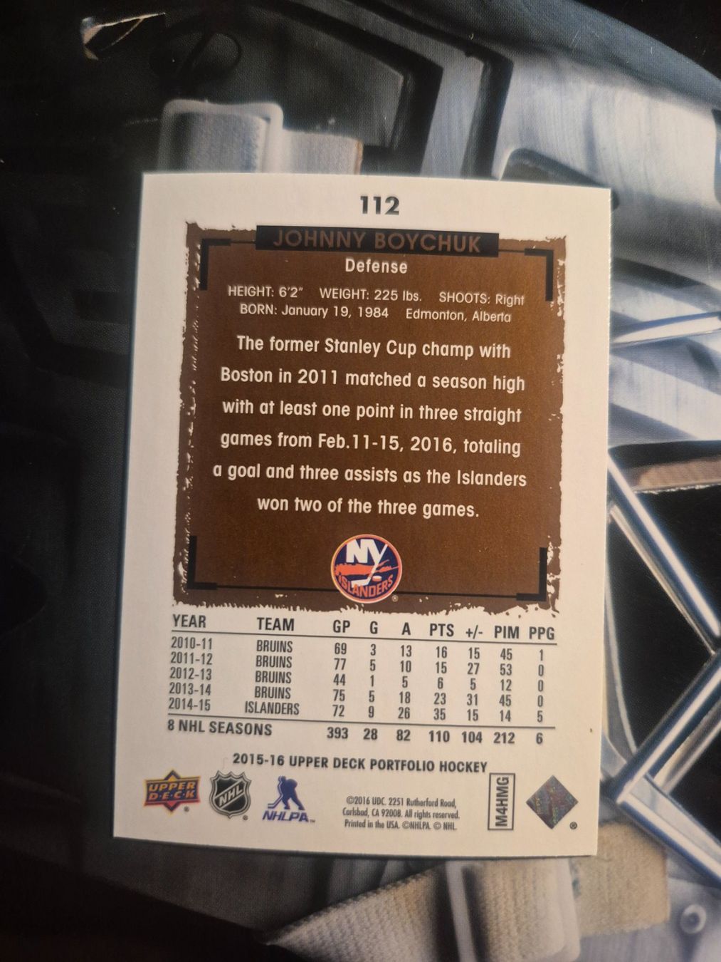 NHL Carte collezionabili: NHL Johnny Boychuk New York Islanders – Usato da Treiten venduto da Sauber73 1