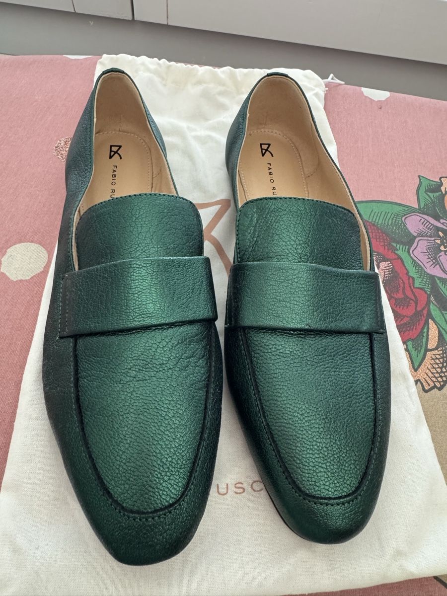 Damenschuhe: Fabio Rusconi Lederslipper, Metallicgrün – Neu (gemäss Beschreibung) aus Schöftland von Guccigirl