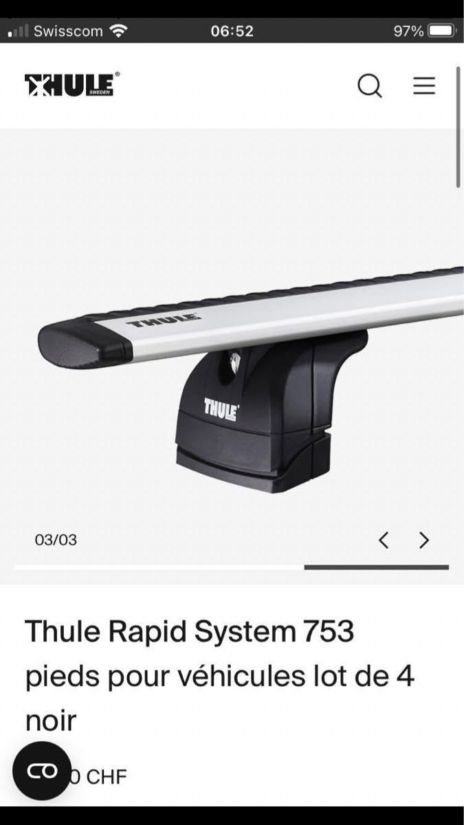 Thule Dachträger: 4x Thule Rapid System 753000  pieds pour barre de toit – Gebraucht aus Bofflens von feltrider93 1