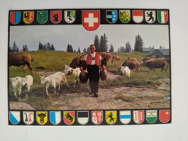 Alpidylle auf Seilamatt  mit Schweizerwappen..dat. 1970