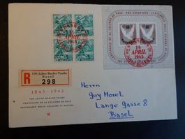 14.APRIL 1945 FDC 100 JAHRE BASLER TAUBE