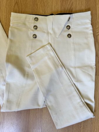 Legging Zara weiß mit goldenen Knöpfen, Gr. XL