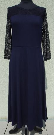 Kleid Zero Gr 40 dunkelblau spitze Cocktailkleid Maxikleid