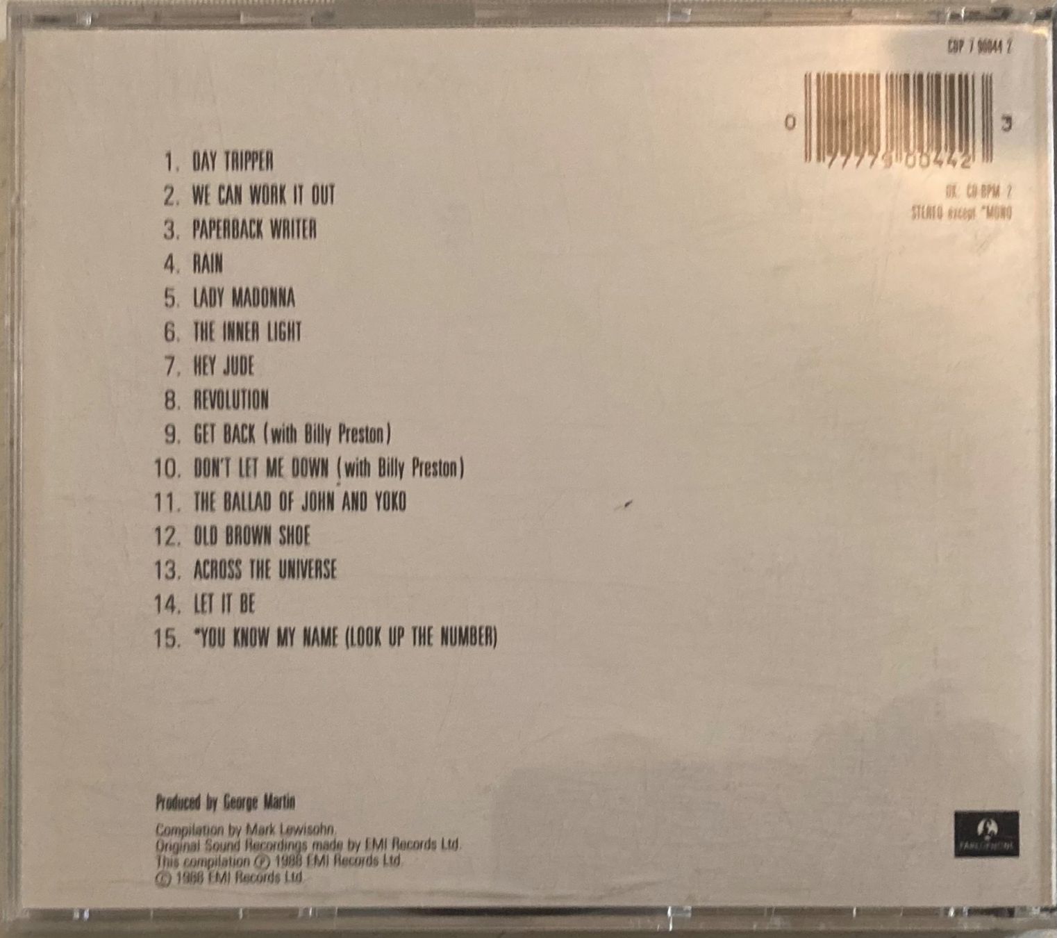CD: THE BEATLES - PAST MASTERS - VOLUME TWO – Usato da Poliez-Pittet venduto da Newtown-Records 1