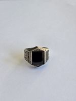 Bague en argent, Onyx, taille 63